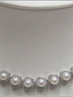 สร้อยคอไข่มุกแท้ แบบขึ้นตัวเรือน ลายดอกไม้กลม