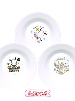 Dish Set Cartoon Sanrio Food จานข้าวทรงกลมสีขาว ชุดละ 3 ใบ ลายการ์ตูนซานริโอ