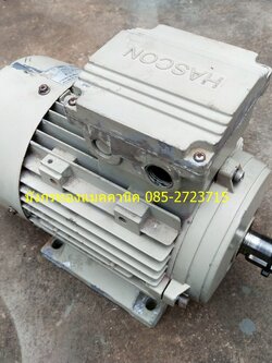 มอเตอร์ HASCON ขนาด 2 แรง ใช้ไฟสามเฟส 380V ความเร็วรอบ 1400 รอบต่อนาที ขดลวดเดิม หมุนนิ่ม