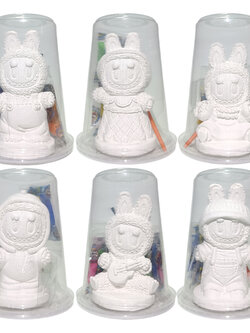 Toy Paint Plaster Labubu Coloring Doll Set ตุ๊กตาปูนปั้นลาบูบู้ระบายสี ปูนปลาสเตอร์ 1 ตัว พร้อมสี+พู่กัน