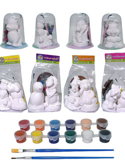 Toy Paint Plaster Coloring Doll Set ตุ๊กตาปูนปั้นระบายสี ปูนปลาสเตอร์ 1 ตัว พร้อมสี+พู่กัน บรรจุในถ้วย สุ่มลาย ชุดของเล่น ลายการ์ตูน