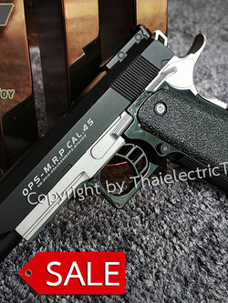 ปืนอัดลมเหล็ก C6 สีทูโทน ชักยิงทีล่ะนัด ลำกล้องยาว 6 นิ้ว หนัก 503 กรัม ใช้ลูกกระสุนพลาสติก 6 มิล