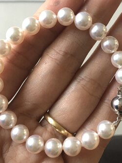 สร้อยข้อมือไข่มุกอะโกย่าญี่ปุ่นแท้ ขนาด 7-7.5 มิล ตะขอ 14K