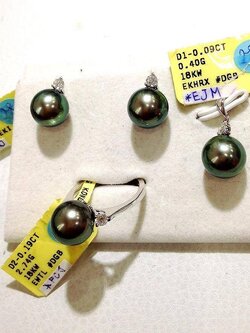 เซ็ตไข่มุก south sea 10 มิล ตัวเรือน 18k สีดำ เพชรแท้ น้ำ 97 เกรด AAA