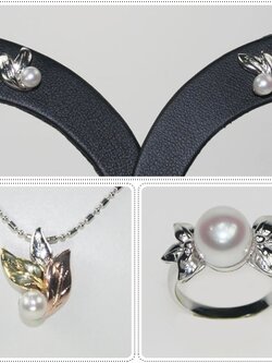 ชุดเซ็ตตัวเรือนไข่มุกแท้ ลายใบไม้