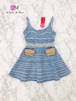 ML Dress เดรสสายเดี่ยวสุดเก๋ เนื้อผ้ายีนส์แต่งรุ่ย