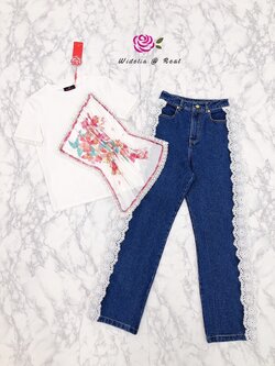 JSD Set เซ็ทเสื้อกับกางเกงสุดเก๋ (ยีนส์)