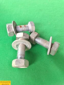 น็อตหัวเหลี่ยม ขนาด 19x75 mm. มีแหวนและน็อตตัวเมีย เกลียวดี