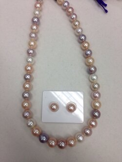 สร้อยคอไข่มุกแท้ 8.5-9.5 มิล กลม Multi-Color, AAA++