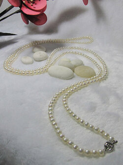 สร้อยคอไข่มุกแท้ กลมยาว 50 นิ้ว ใส่ได้หลายแบบ 5-6 มิล
