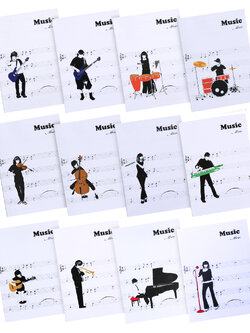 สมุดจดโน้ตดนตรี B5 ปกพลาสติก ลาย Music