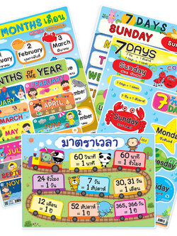 โปสเตอร์ความรู้ ชุด เวลา วัน เดือน ขนาดA4