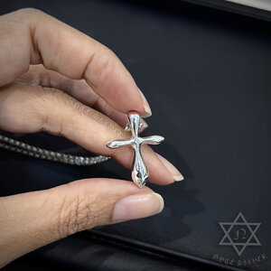 จี้กางเขนเงินแท้ แบบเรียบโค้งมล Sterling Silver 925 NSPD2372