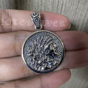 จี้เงินแท้ เหรียญ หน้าชนเผ่า Sterling Silver 925 SNSGD2881