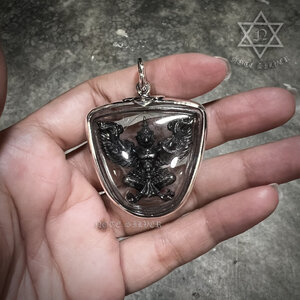 เลี่ยมกรอบพระผ่าหวาย พระครุฑ Sterling Silver 925 NSSV3334