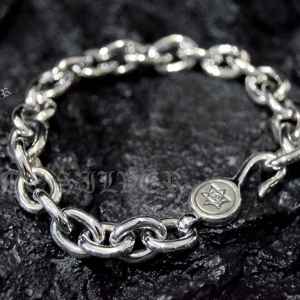 สร้อยข้อมือลายโซ่ ฮาร์เลย์ ลงดำ Sterling Silver .925 NSBL1746