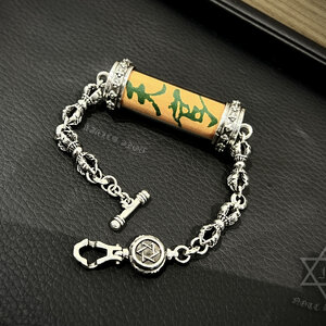 สร้อยข้อมือเงินแท้ลายวัชระไซส์mนำมาเข้าตะกรุดSterling Silver 925 NSSV3320