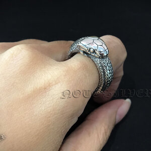 แหวนเงินแท้ ลายงูกินหาง Original (รุ่นใหญ่ 8mm) Ouroboros Sterling Silver 925 NSRG2710