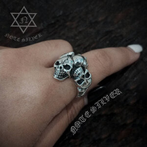 แหวนเงินแท้ กะโหลก 4 หัว Sterling Silver 925 NSRG261