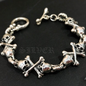 สร้อยข้อมือเงินแท้ ลายหัวกะโหลก Sterling Silver 925 NSBL2115