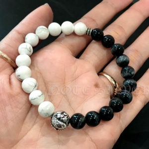 สร้อยข้อมือหยินหยาง เม็ดบีทปลาคาร์ฟเงินแท้ Koi bead Sterling Silver 925 NSBL2135
