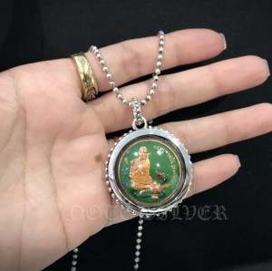 กรอบพระไข่ปลา ทรงกลม Sterling Silver 925 NSSV2269