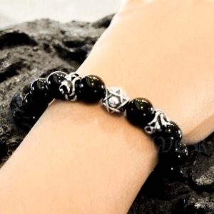 นิล มิกซ์หมุดเงินแท้ดาวหกแฉก Star of David คั่นด้วยโดนัทเงินแท้ลายกราฟฟิก NSSD1566