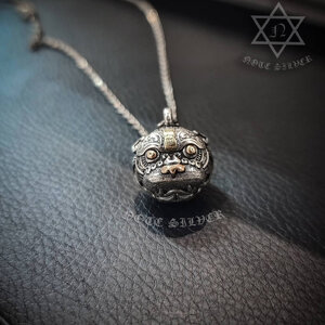 จี้กระดิ่งเงินแท้ลายหัวเสือ Sterling Silver 925 NSPD3391