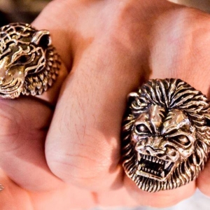 แหวนสิงห์โต Panthera Leo รมดำ Sterling Silver 925 NSRG1245