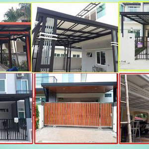 ต่อหลังคาหน้าบ้าน โทร 093-2757493 รับต่อเติมบ้าน ทำโรงรถหน้าบ้าน หลังคาโรงรถเมทัลชีท ต่อเติมครัวหลังบ้าน