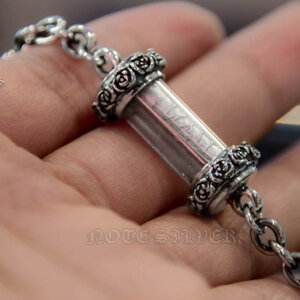 ปลอกตะกรุดเงินแท้ ลายกุหลาบ ข้อมือลายฮาเล่ย์ Sterling Silver 925 NSBL2759