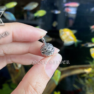จี้เงินแท้ลายหน้าสิงโตจีน ทรงกลม Sterling Silver 925 NSPD2808