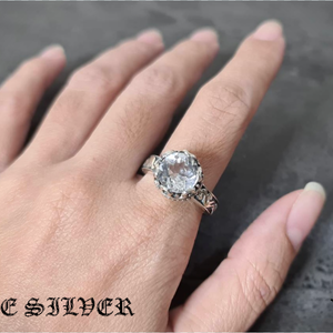 แหวนเงินแท้ ทรงมงกุฎชู ฝังพลอยไวท์โทปาส แท้ ( WhiteTopaz) Sterling Silver 925 NSRG2791