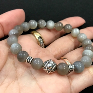 สร้อยข้อมือหินมูนสโตน และบีทดาว Star of david Sterling silver 925 NSBL2201