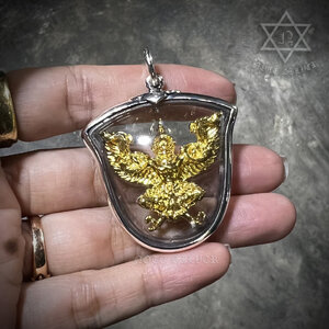 เลี่ยมกรอบผ่าหวาย พระครุฑSterling Silver 925NSSV3336