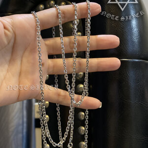 สร้อยเงินแท้ ลายคชกริต Size SS รมดำ ตะขอแบบดั้งเดิม 26" Sterling Silver 925 NSNL1337