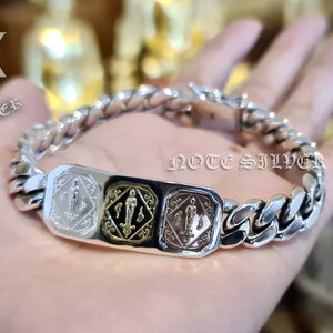 งานออเดอร์ จับแว็กเลี่ยมกรอบจับเลสข้อมือเงิน สายข้อมือเงินแท้ลายเลส Sterling Silver 925 NSBL2811