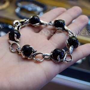สร้อยข้อมือเงินแท้ ประดับหินแท้ นิล Sterling Silver 925 NSBL1836
