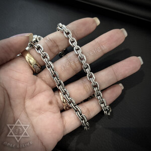 สร้อยคอเงินแท้ ลายโซ่อักษร N.S 6mm 26" Sterling Silver 925 NSNL3286