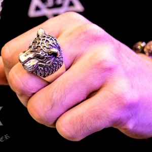แหวนเสือพาดลายกอธิค ฝังตาสีแดง Super Ring Gothic of Tiger Sterling Silver 925 NSRG902