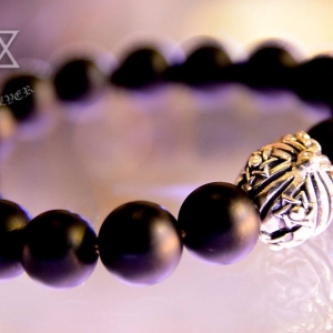 นิลผิวด้าน 14mm มิกซ์หมุดเงินแท้ดาวหกแฉก Star of David