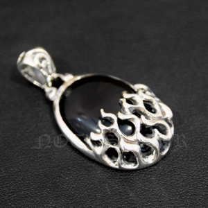 จี้เงินแท้ ลายไฟกราฟฟิก ฝังนิล Sterling Silver 925 NSPD1925