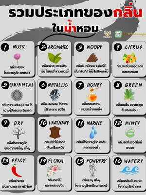 รวมประเภทของกลิ่น ในน้ำหอม