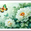 botan-1151 *สินค้าหมด* ชุดปักครอสติช ลายผีเสื้อกับโบตั๋น (ปักเต็มผืนผ้า ไม่มีเดินเส้น ผ้า11CTพิมพ์ลาย ปัก 3 เส้นเล็ก) ขนาด 70*50 ซม.ผ้าครอสติช 11CTพิมพ์ลายปักบนผ้า ไหมคอตตอน 33 สี ผังลาย เข็ม