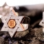 แหวนดาว Star of David แผ่นดาวพิ้งโกล 9K ตุ่มกลางทองคำ 18K NSPG1064