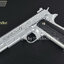 ปืนอัดลมพลาสติก 1911 สีบอร์นเงิน ชักยิงทีล่ะนัด ลำกล้องยาว 8 นิ้ว หนัก 276 กรัม แขวนสไลน์ได้