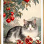 cat-1142 *สินค้าหมด* ชุดปักครอสติช ลายแมวน้อยทับทิม (ปักเต็มผืนผ้า ไม่มีเดินเส้น ผ้า11CTพิมพ์ลาย ปัก 3 เส้นเล็ก) ขนาด 50*70 ซม.ผ้าครอสติช 11CT พิมพ์ลายปักบนผ้า ไหมคอตตอน 31 สี ผังลาย เข็ม