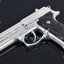 ปืนอัดลมพลาสติก Beretta สีบอร์นเงิน ชักยิงทีล่ะนัด ลำกล้องยาว 8 นิ้ว หนัก 213 กรัม