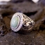 แหวนเงินแท้ฝังหยกล้อมเพชรCzลายแพะ Sterling Silver 925 NSRG1530