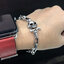สร้อยข้อมือเงินแท้ ลายโซ่เหลี่ยมรมดำสไตล์ดิบ ทีบาร์หัวกะโหลก Sterling Silver 925 NSBL2358
